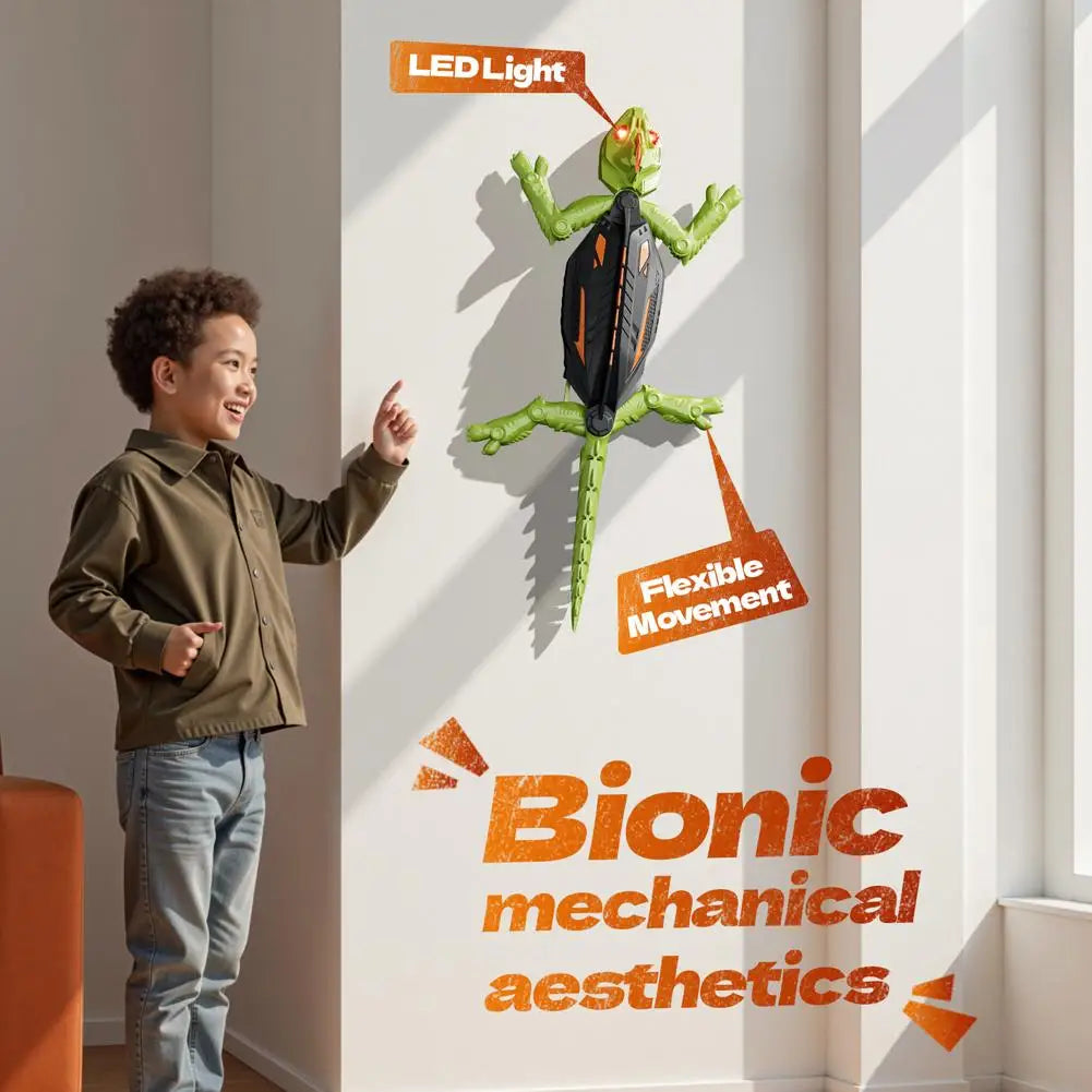 Realistic Biomimetic RC Wall Climbing Lizard Robot Toy, Remote Control Gecko That Climbs Glass & Smooth Walls
